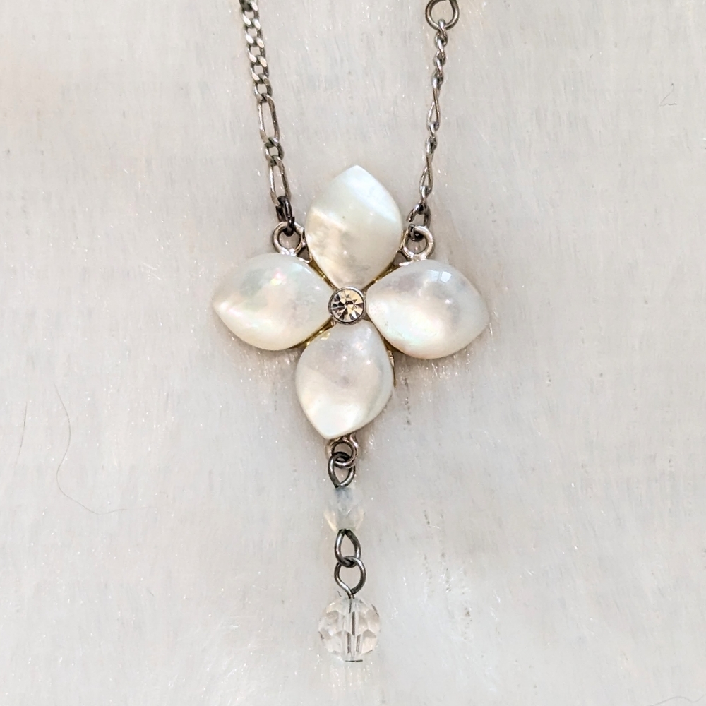 Moonstone Flower Crystal Necklace